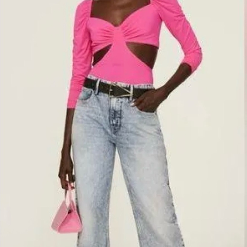 Pink Ruched Cut-Out Top Louna Womens Pink Cutout Top Size XS Skims